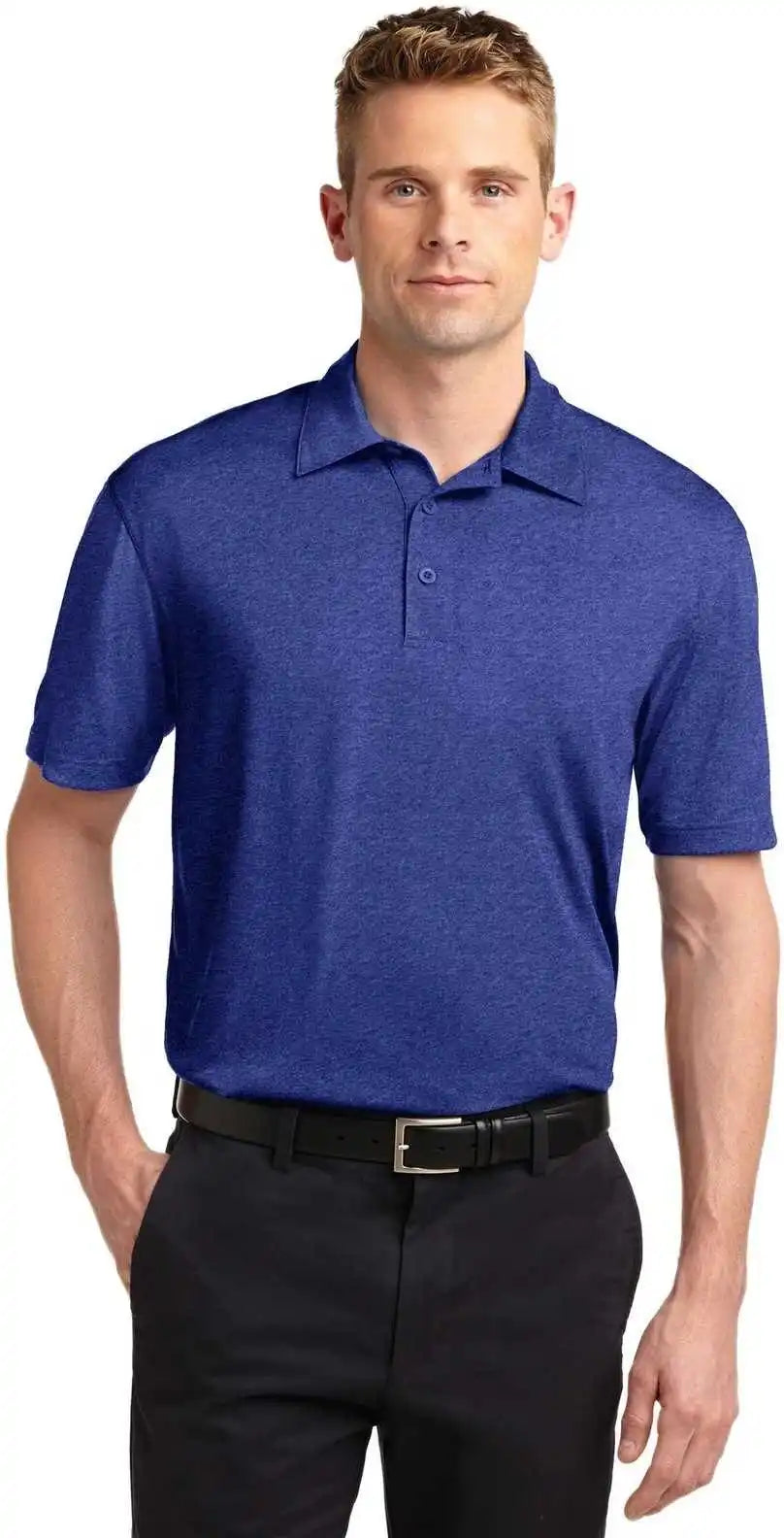 Sport Tek St660 Heather Contender Polo Cobalt