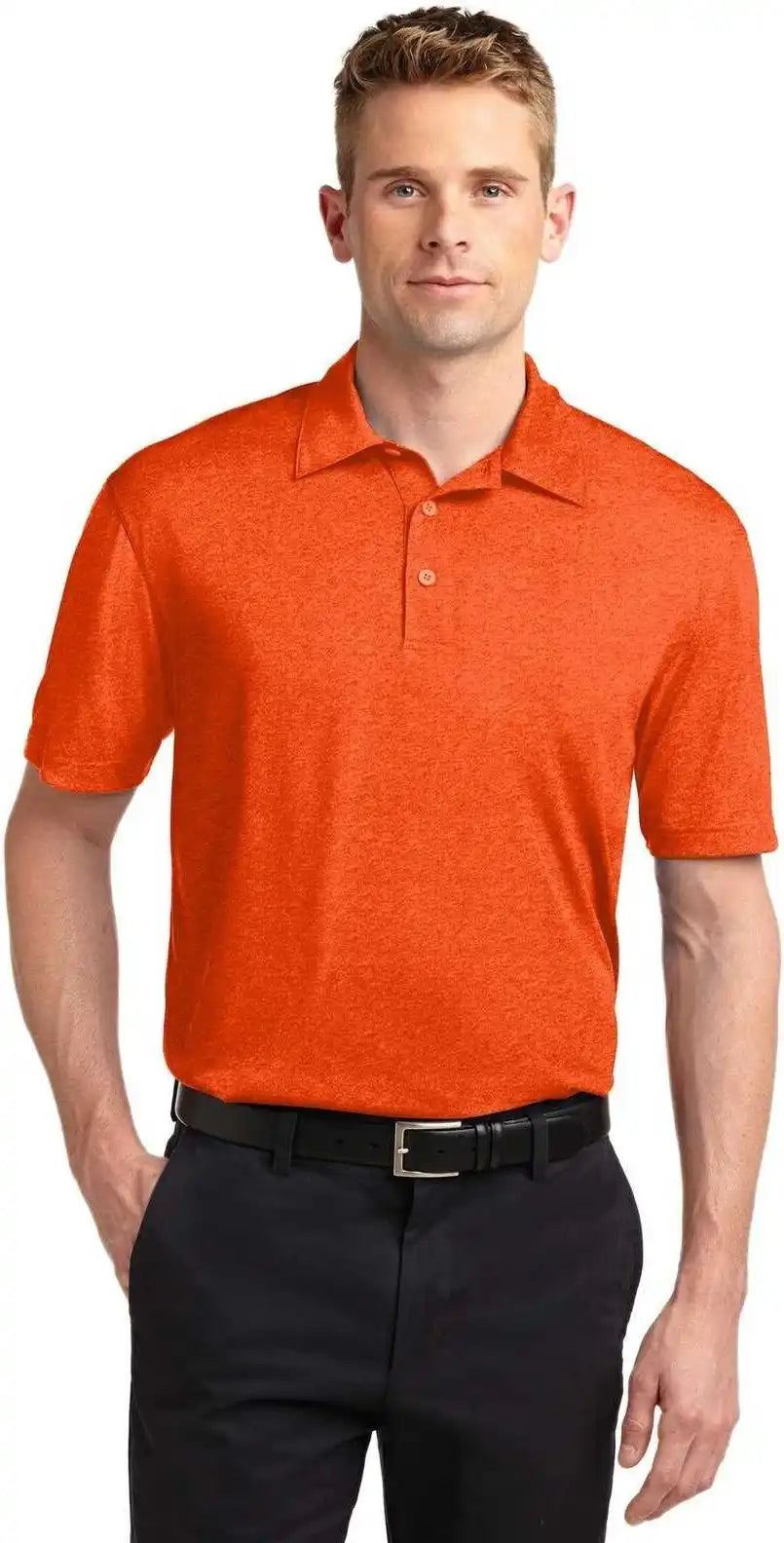 Sport Tek St660 Heather Contender Polo Deep Orange