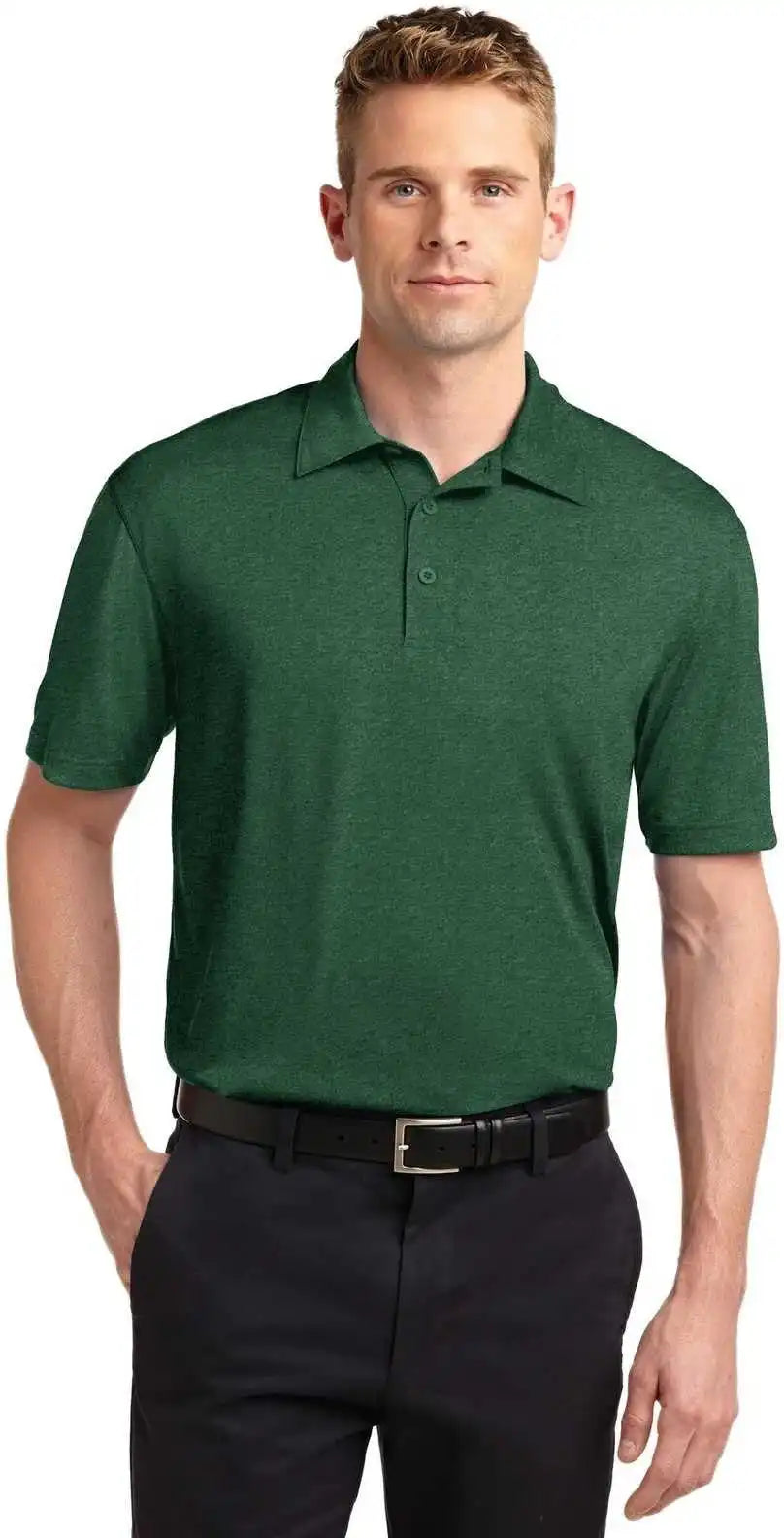 Sport Tek St660 Heather Contender Polo Forest Green
