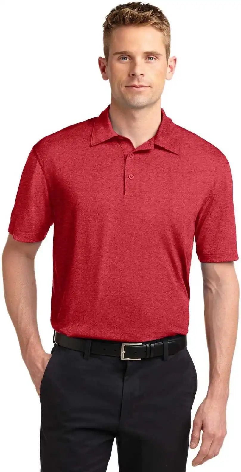 Sport Tek St660 Heather Contender Polo Scarlet