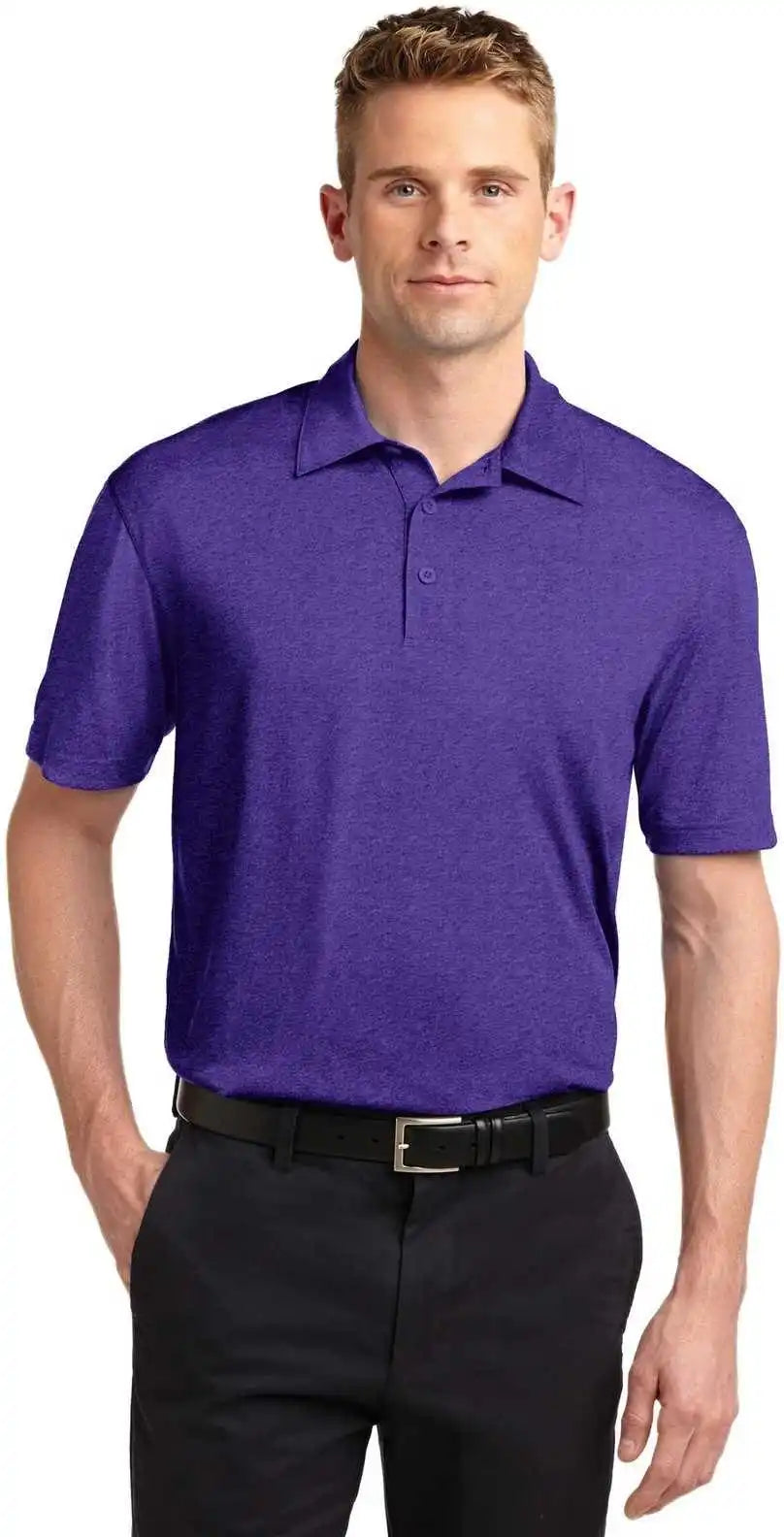 Sport Tek St660 Heather Contender Polo Varsity Purple