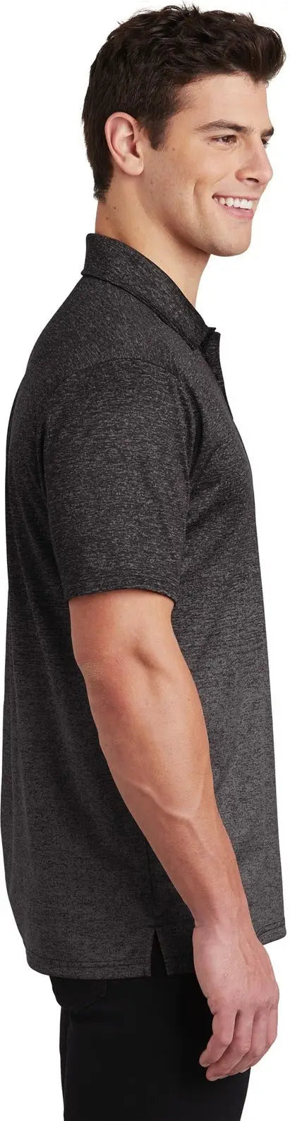 Sport-tek St671 Ombre Heather Polo - Iron Gray Black