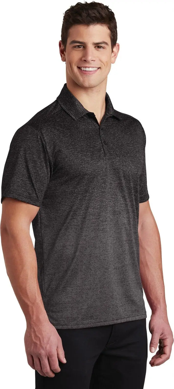 Sport-tek St671 Ombre Heather Polo - Iron Gray Black