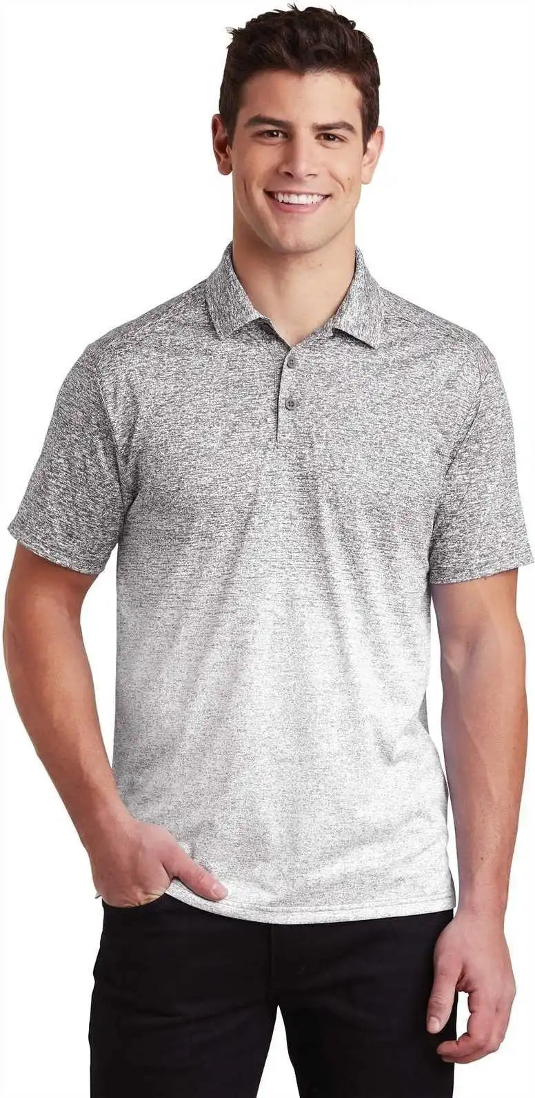 Sport-tek St671 Ombre Heather Polo - White Graphite