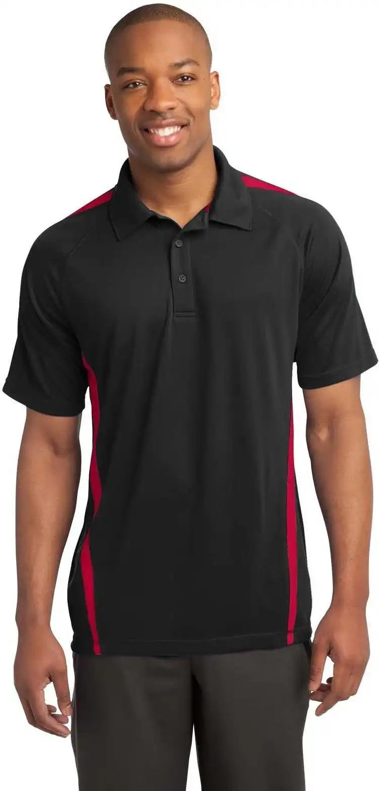 Sport-tek St685 Posicharge Micro-mesh Colorblock Polo - Black Red