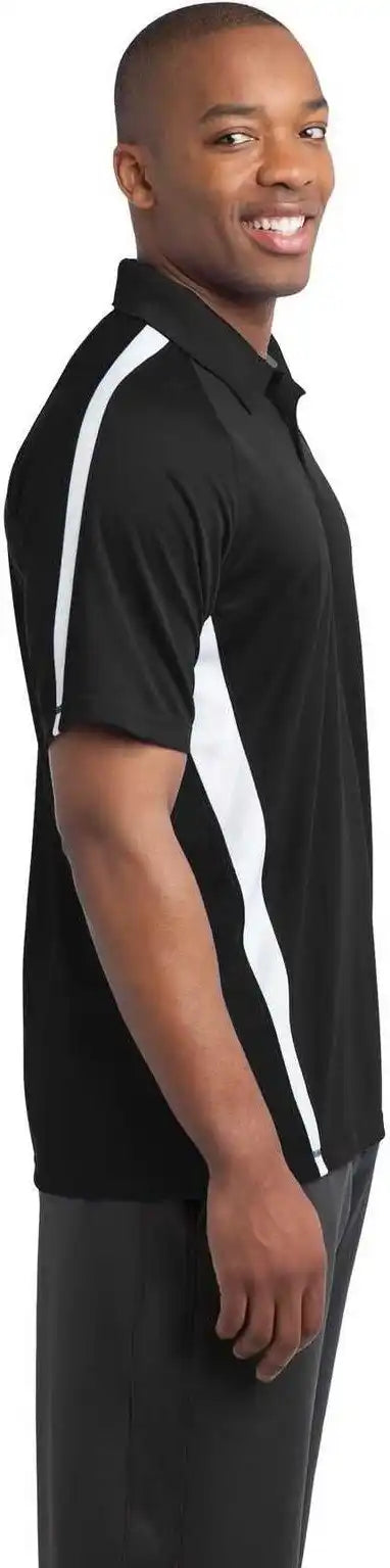 Sport Tek St685 Posicharge Micro Mesh Colorblock Polo Black White