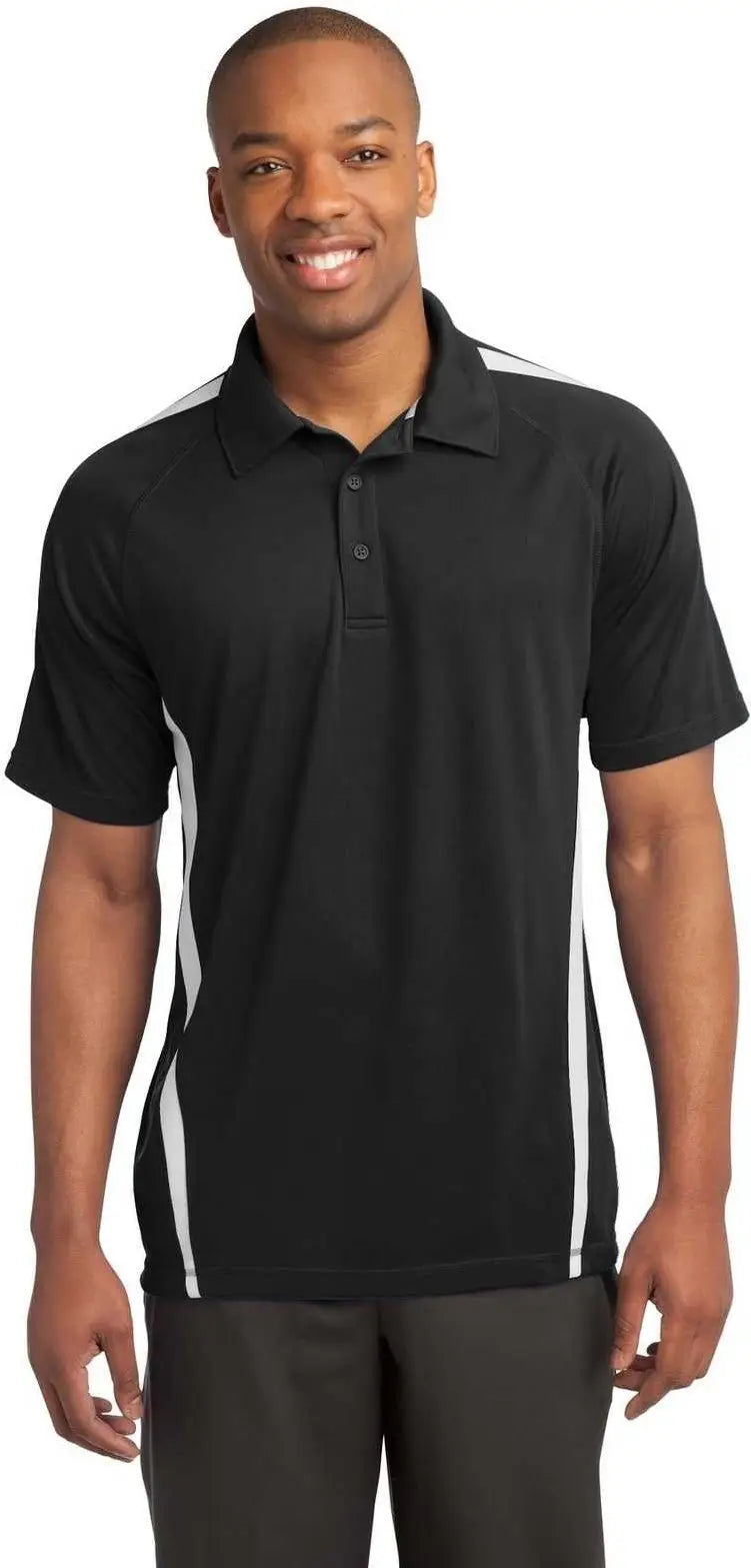 Sport-tek St685 Posicharge Micro-mesh Colorblock Polo - Black White