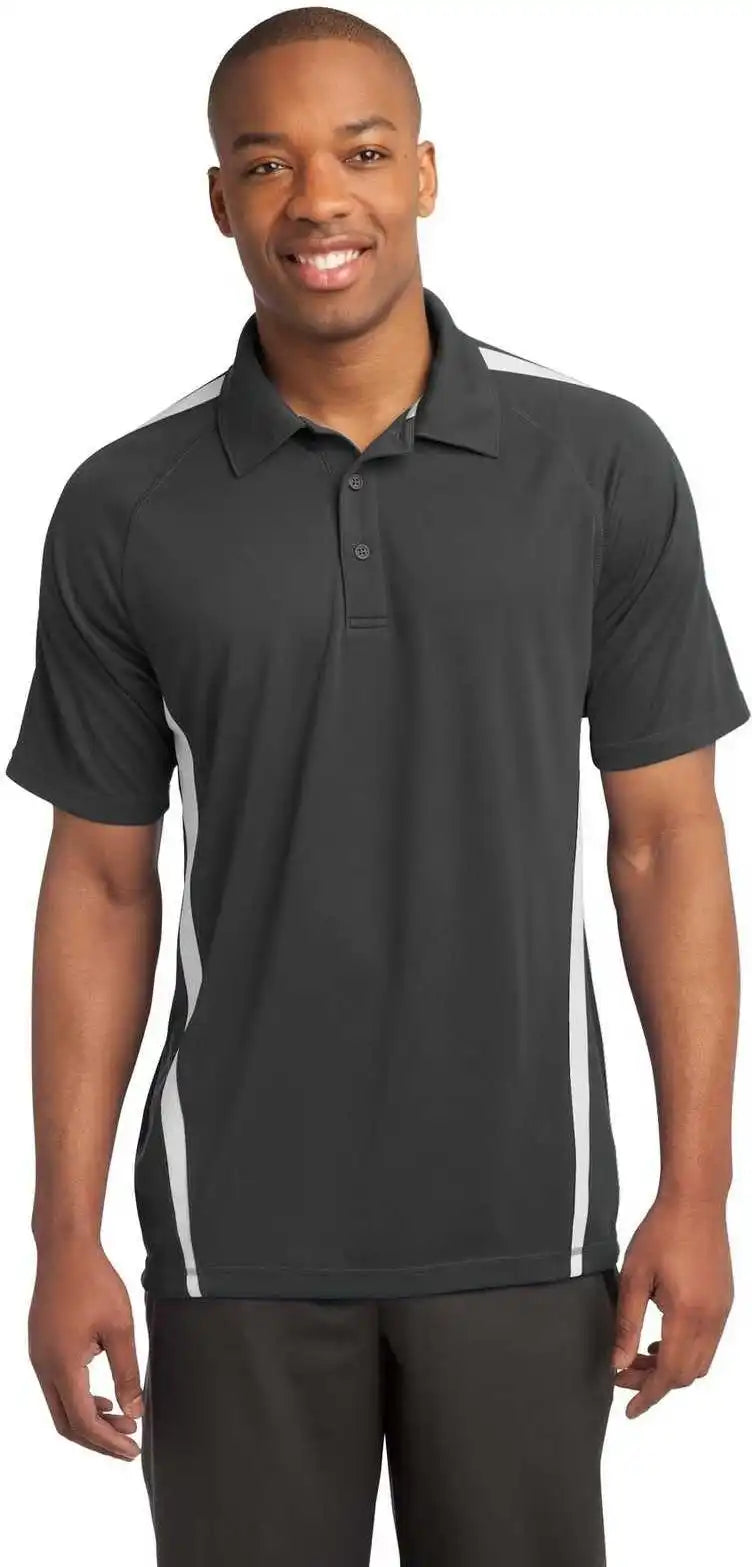 Sport-tek St685 Posicharge Micro-mesh Colorblock Polo - Iron Gray White