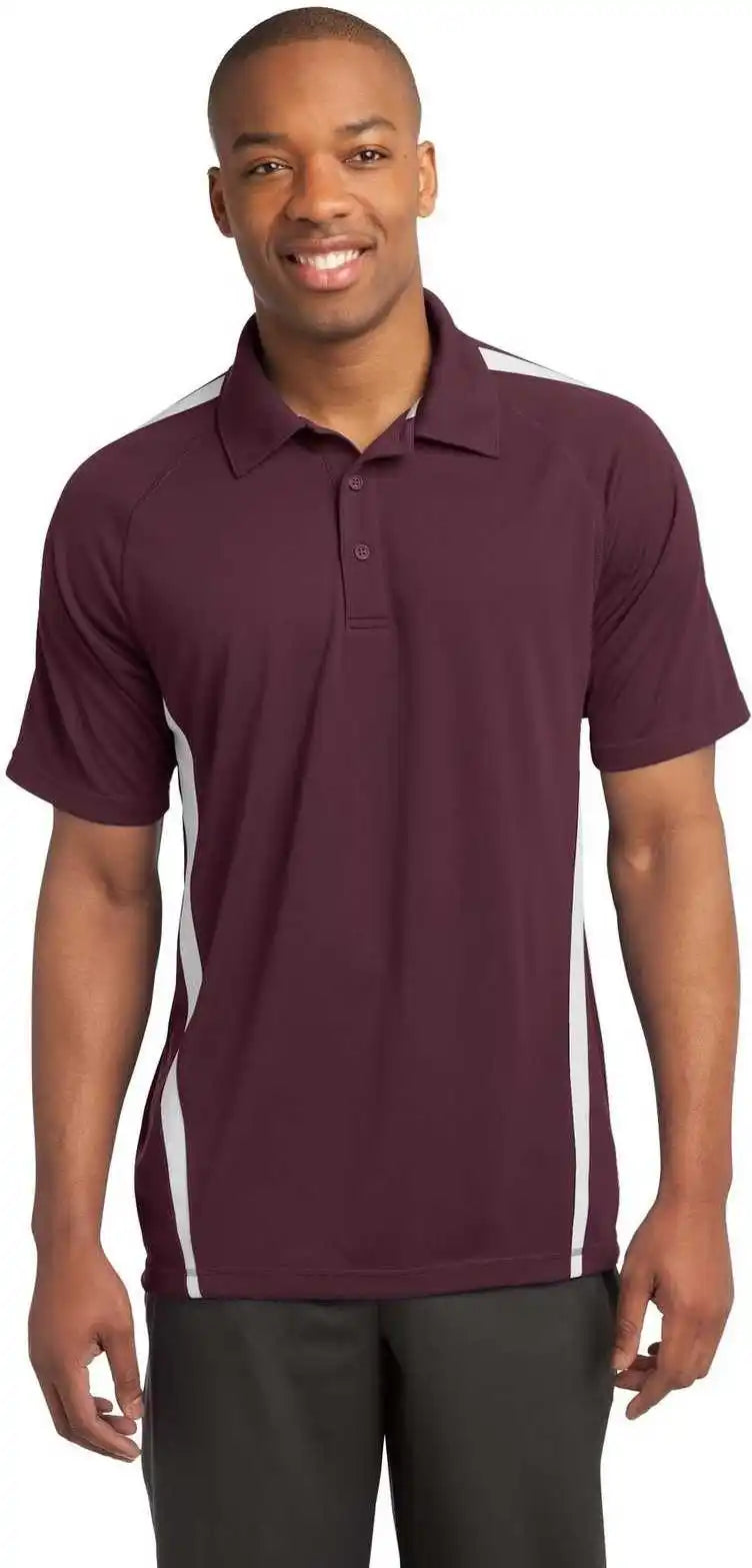Sport-tek St685 Posicharge Micro-mesh Colorblock Polo - Maroon White