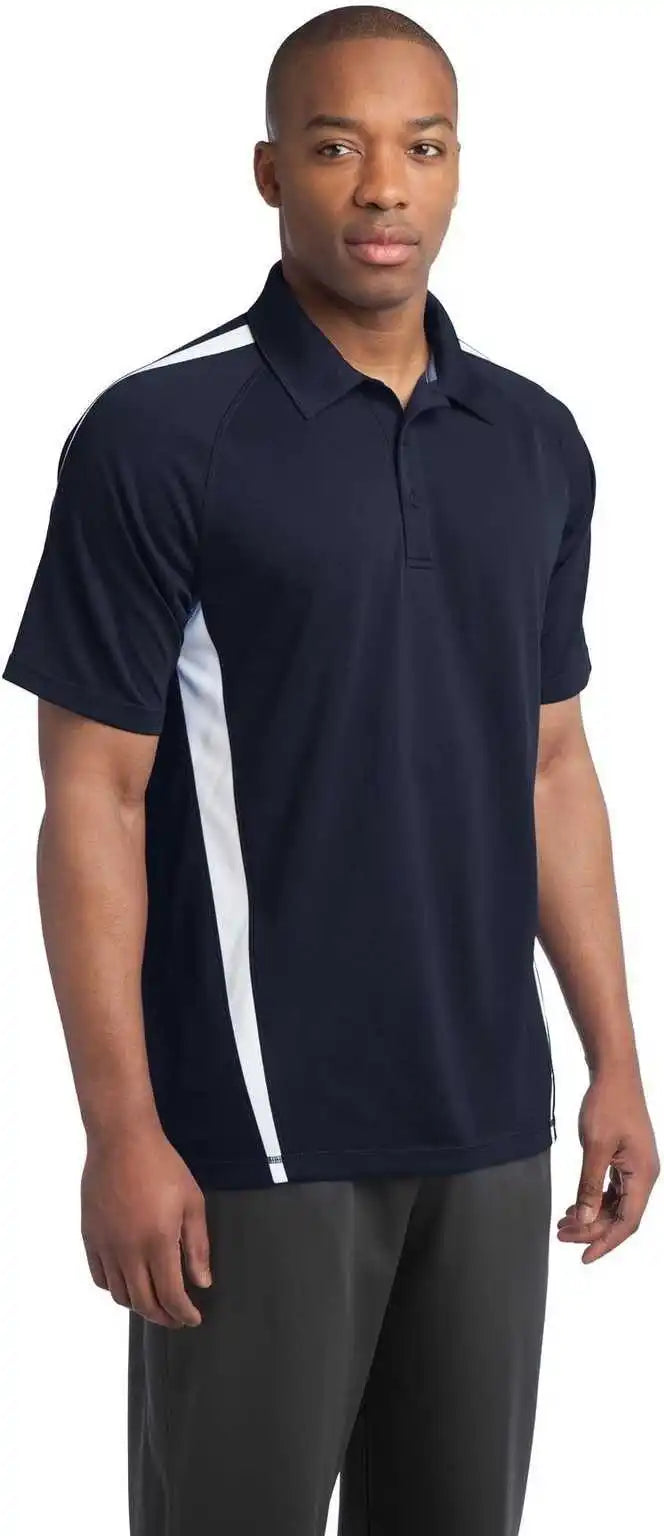 Sport Tek St685 Posicharge Micro Mesh Colorblock Polo True Navy White