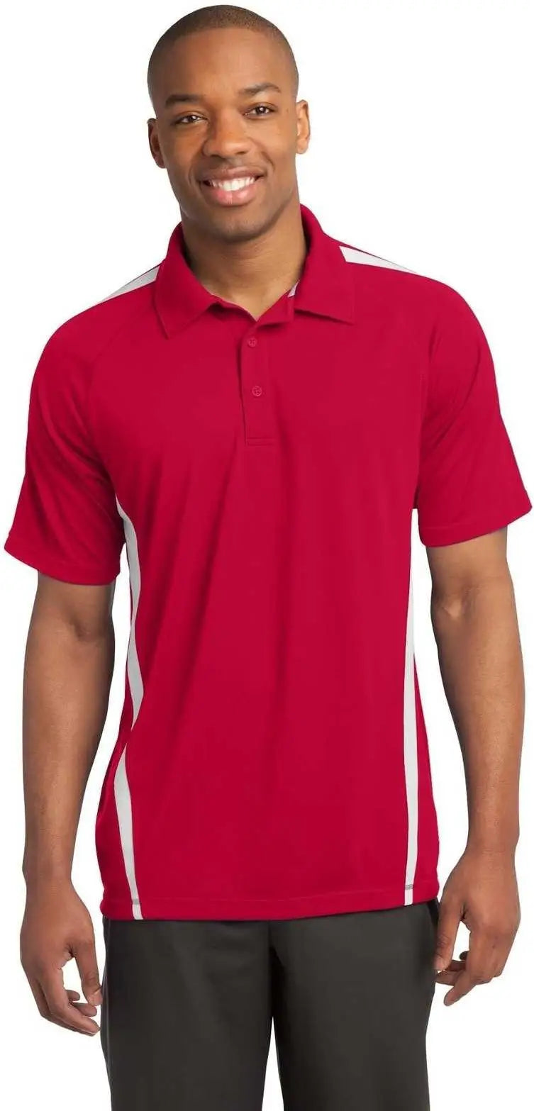 Sport-tek St685 Posicharge Micro-mesh Colorblock Polo - True Red White