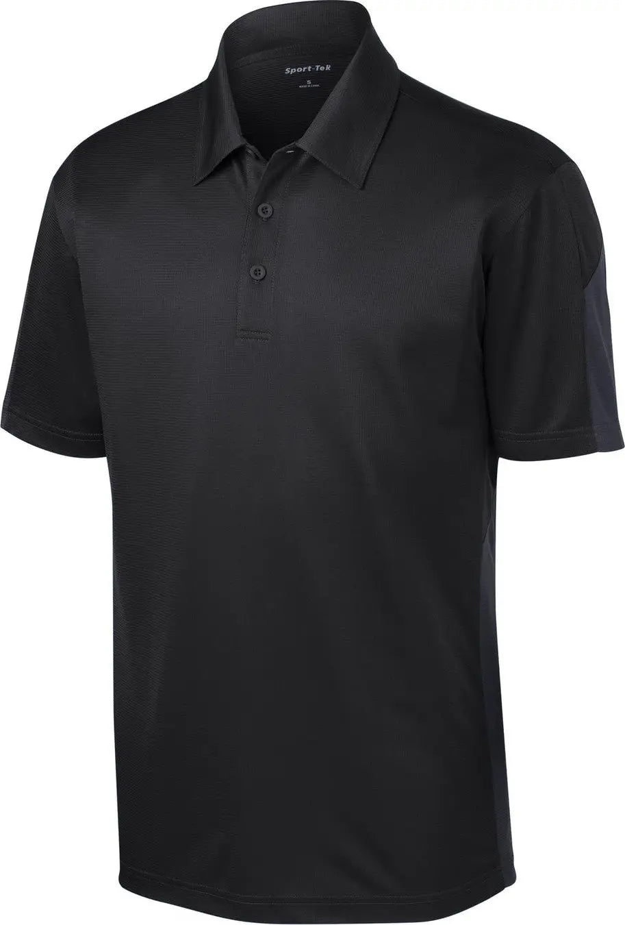 Sport-tek St695 Posicharge Active Textured Colorblock Polo - Black Gray