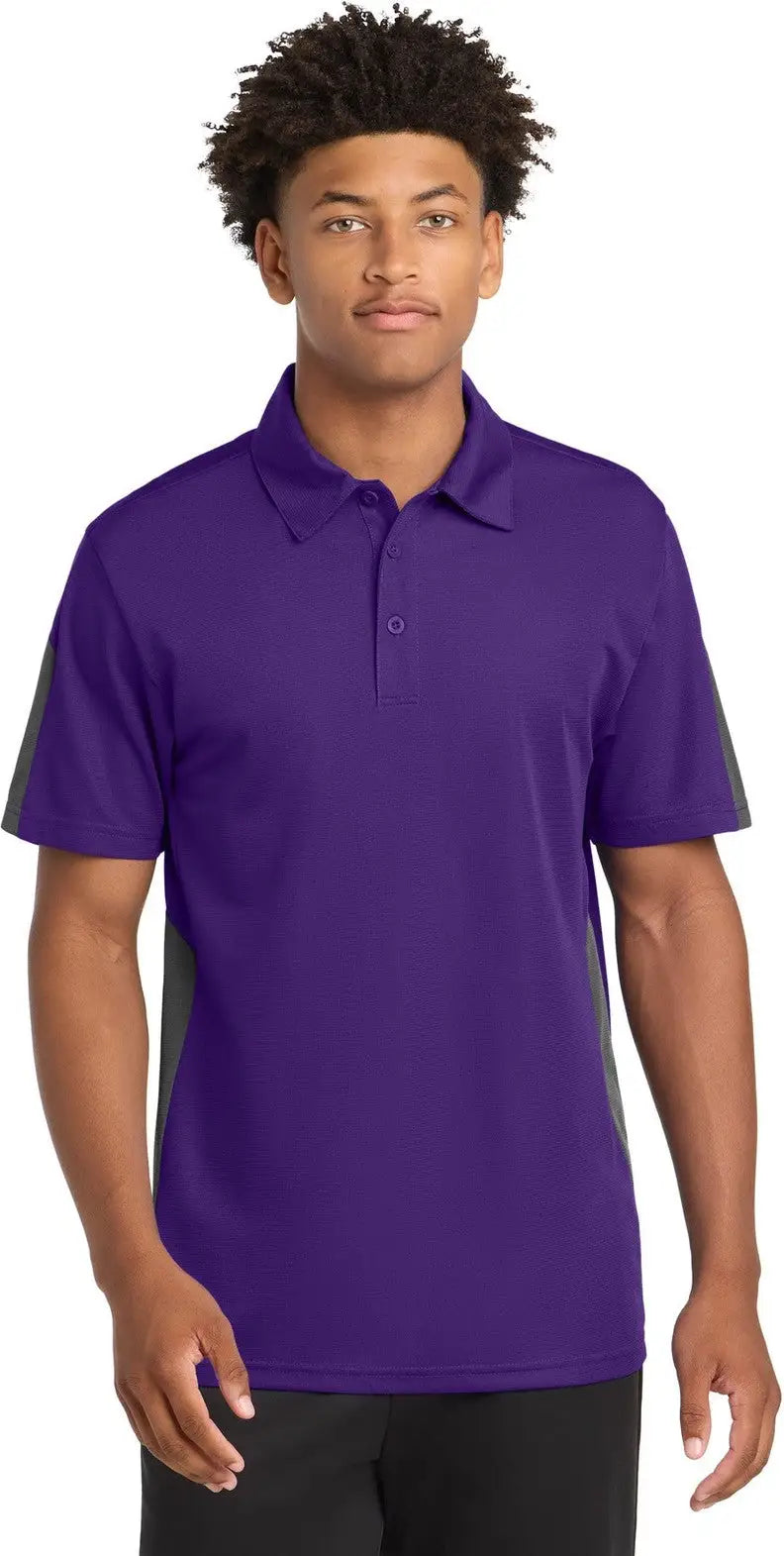 Sport-tek St695 Posicharge Active Textured Colorblock Polo - Purple Gray