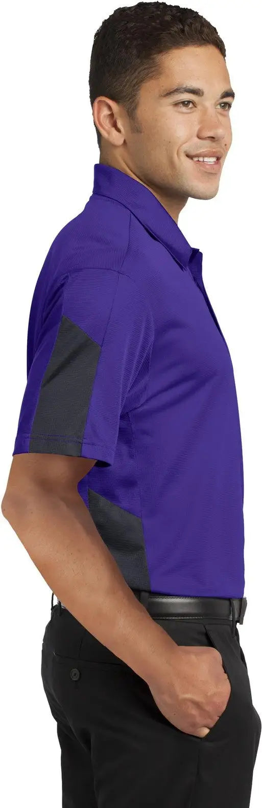 Sport-tek St695 Posicharge Active Textured Colorblock Polo - Purple Gray