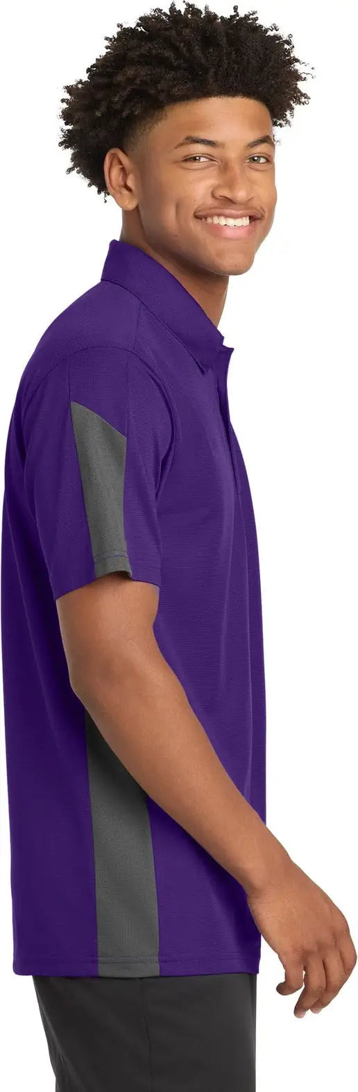 Sport-tek St695 Posicharge Active Textured Colorblock Polo - Purple Gray