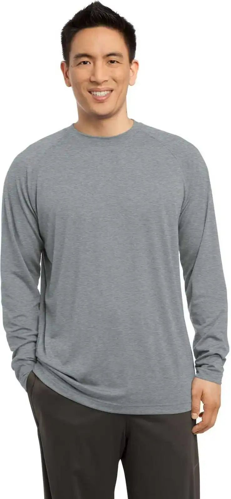 Sport-tek St700ls Long Sleeve Ultimate Performance Crew - Heather Grey