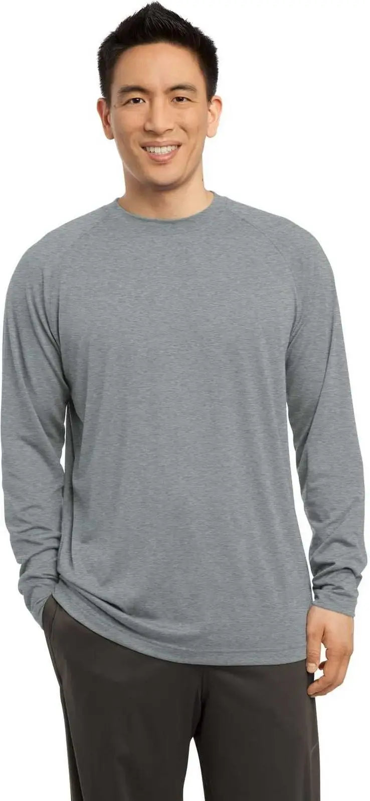 Sport-tek St700ls Long Sleeve Ultimate Performance Crew - Heather Grey