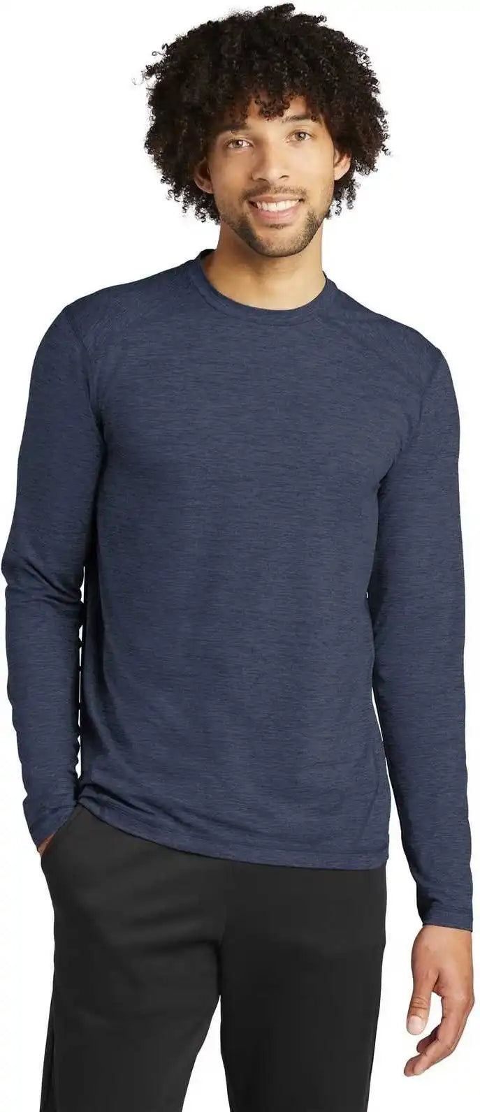 Sport-tek St710 Exchange 1.5 Long Sleeve Crew - Dark Denim Heather