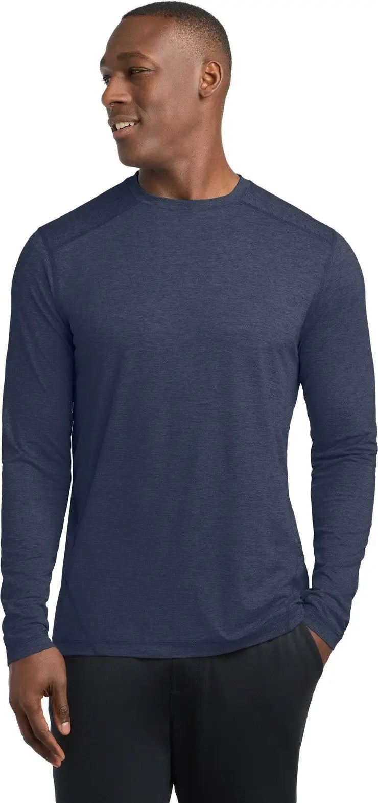 Sport-tek St710 Exchange 1.5 Long Sleeve Crew - Dark Denim Heather