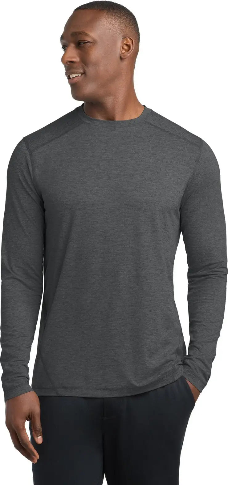 Sport-tek St710 Exchange 1.5 Long Sleeve Crew - Graphite Heather - Adult Xs