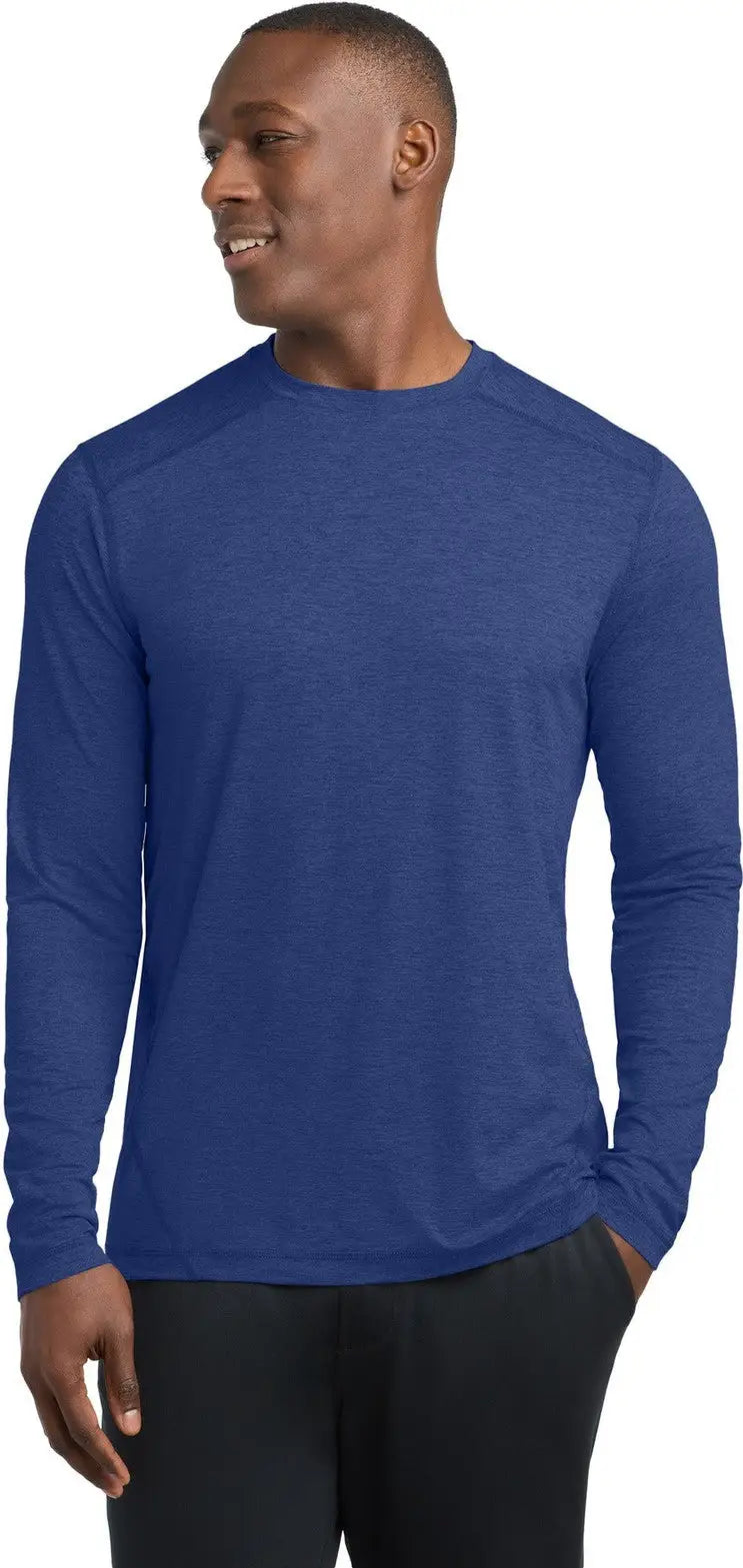 Sport-tek St710 Exchange 1.5 Long Sleeve Crew - True Royal Heather - Adult Xs