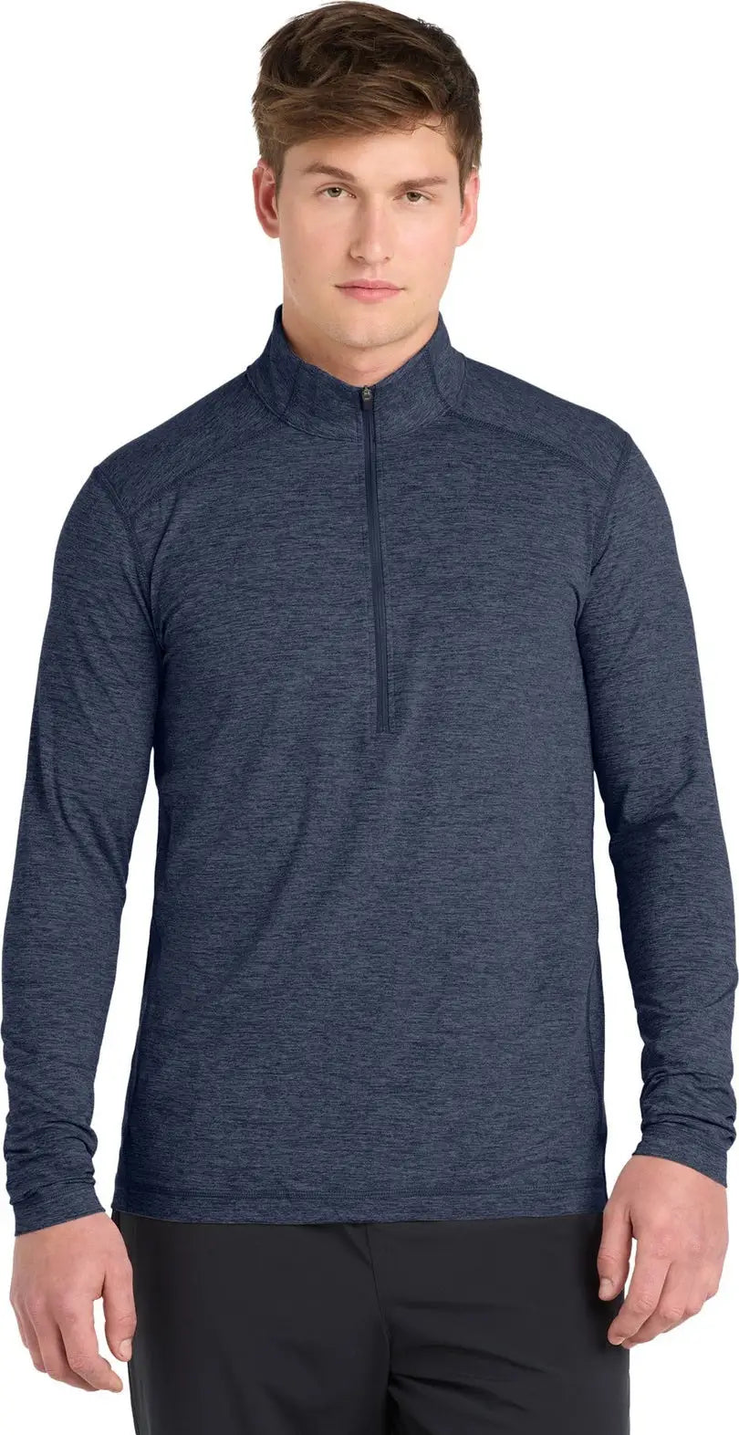 Sport-tek St711 Exchange 1.5 Long Sleeve 1/2-zip - Dark Denim Heather