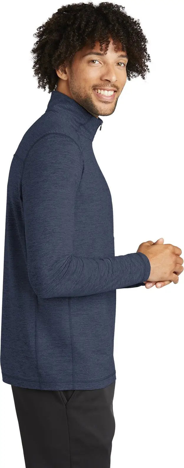 Sport-tek St711 Exchange 1.5 Long Sleeve 1/2-zip - Dark Denim Heather