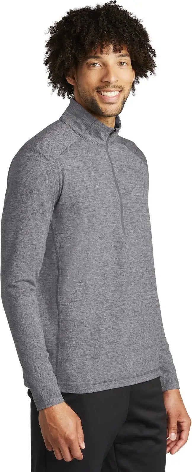 Sport-tek St711 Exchange 1.5 Long Sleeve 1/2-zip - Gray Heather