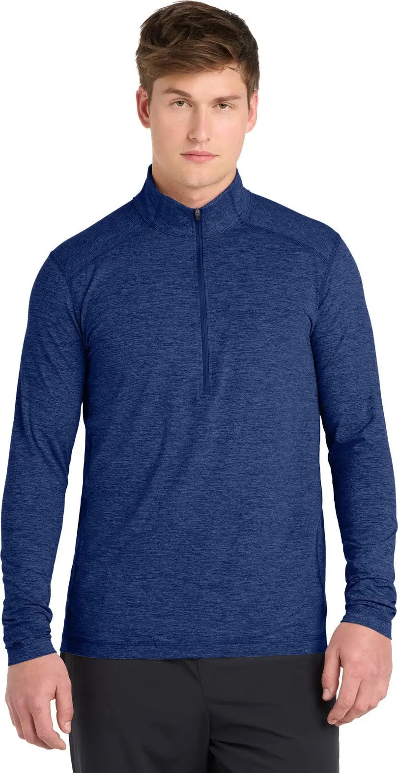 Sport-tek St711 Exchange 1.5 Long Sleeve 1/2-zip - True Royal Heather - Adult Xs