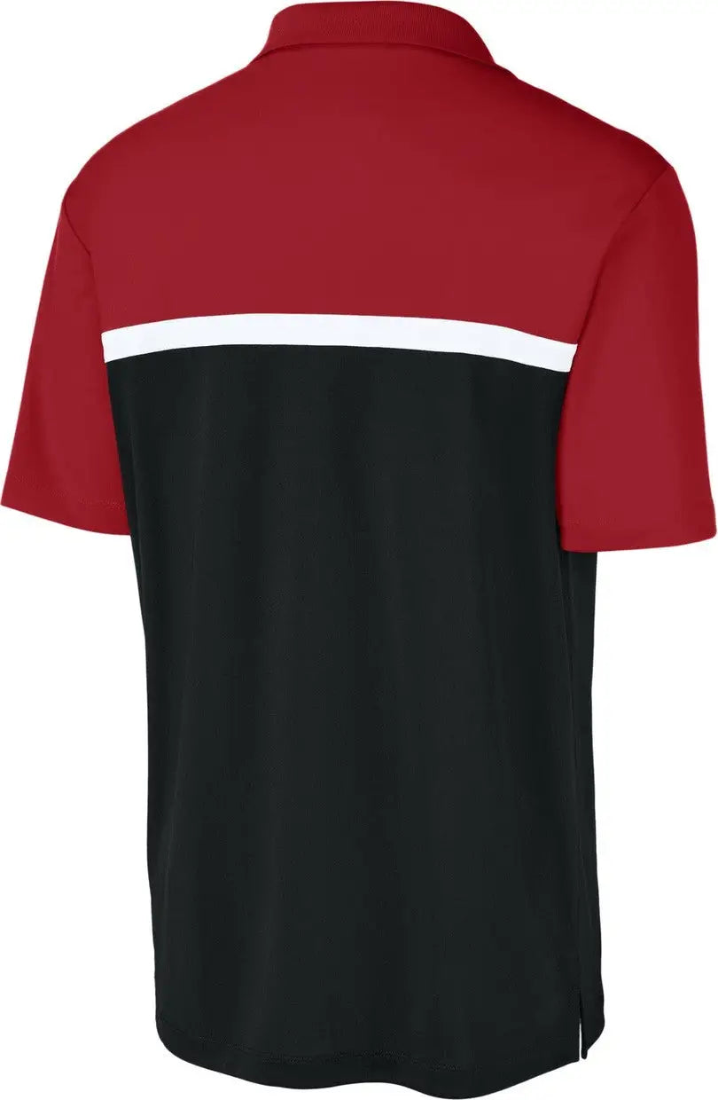 Sport-tek St741 Uv Micropique Colorblock Polo - Deep Red Black White - Red/ Black/ / Adult Xs