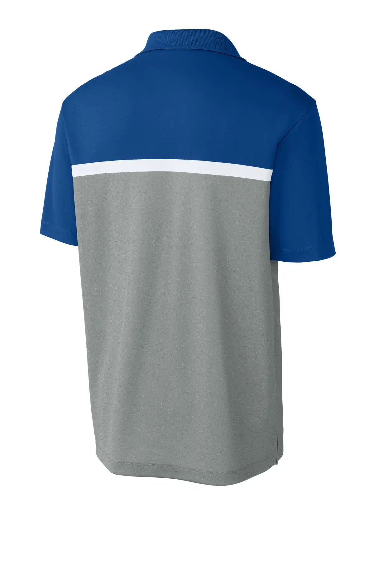 Sport-tek St741 Uv Micropique Colorblock Polo - True Royal Gray Concrete Heather White