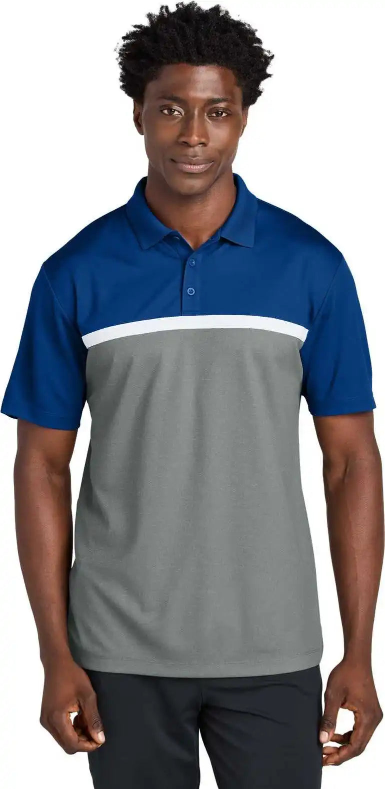 Sport Tek St741 Uv Micropique Colorblock Polo Try/gcch/w