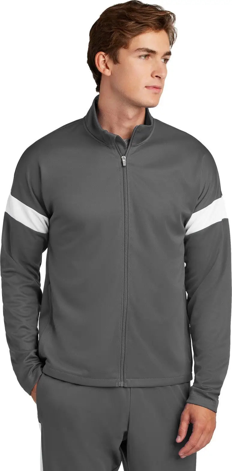 Sport-tek St800 Travel Full-zip Jacket - Iron Gray White - Gray/ / Adult Xs