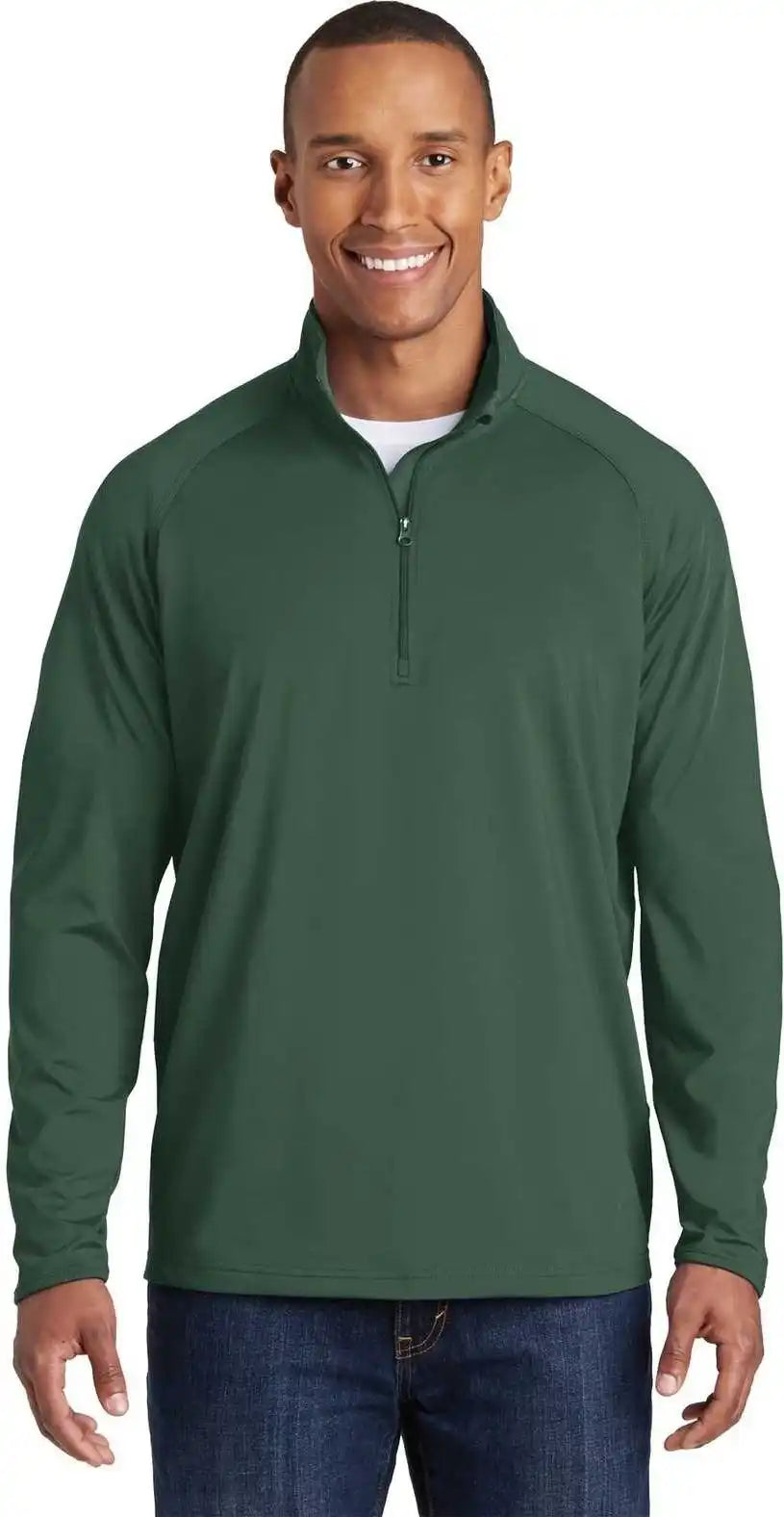 Sport Tek St850 Wick Stretch 1/2 Zip Pullover Forest Green