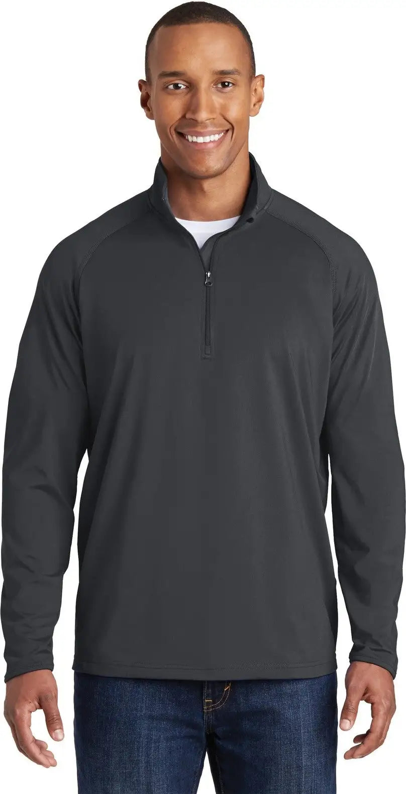Sport-tek St850 Sport-wick Stretch 1/4-zip Pullover - Charcoal Gray - Adult Xs