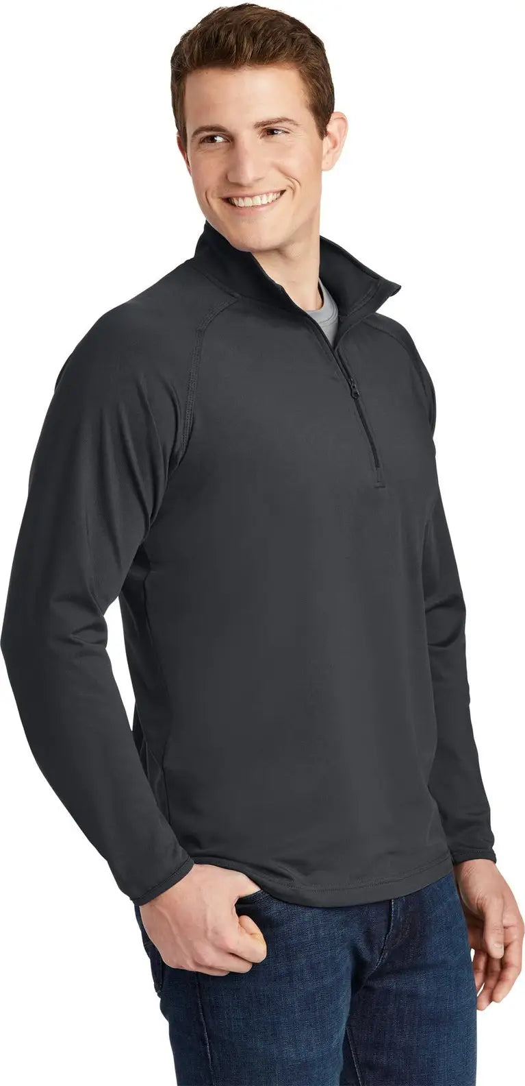 Sport-tek St850 Sport-wick Stretch 1/4-zip Pullover - Charcoal Gray