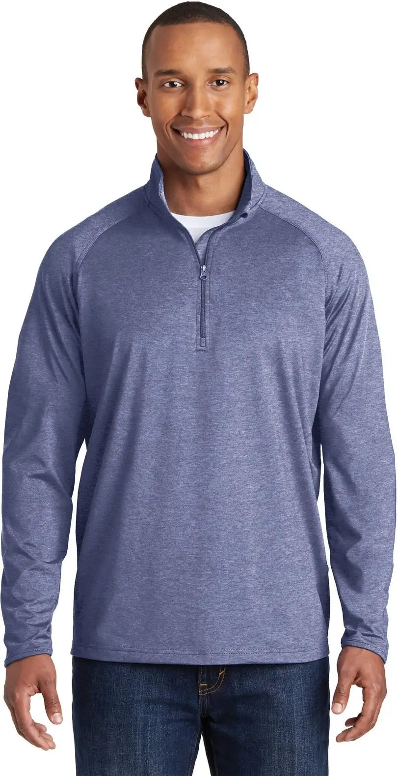 Sport-tek St850 Sport-wick Stretch 1/4-zip Pullover - True Navy Heather - Adult Xs