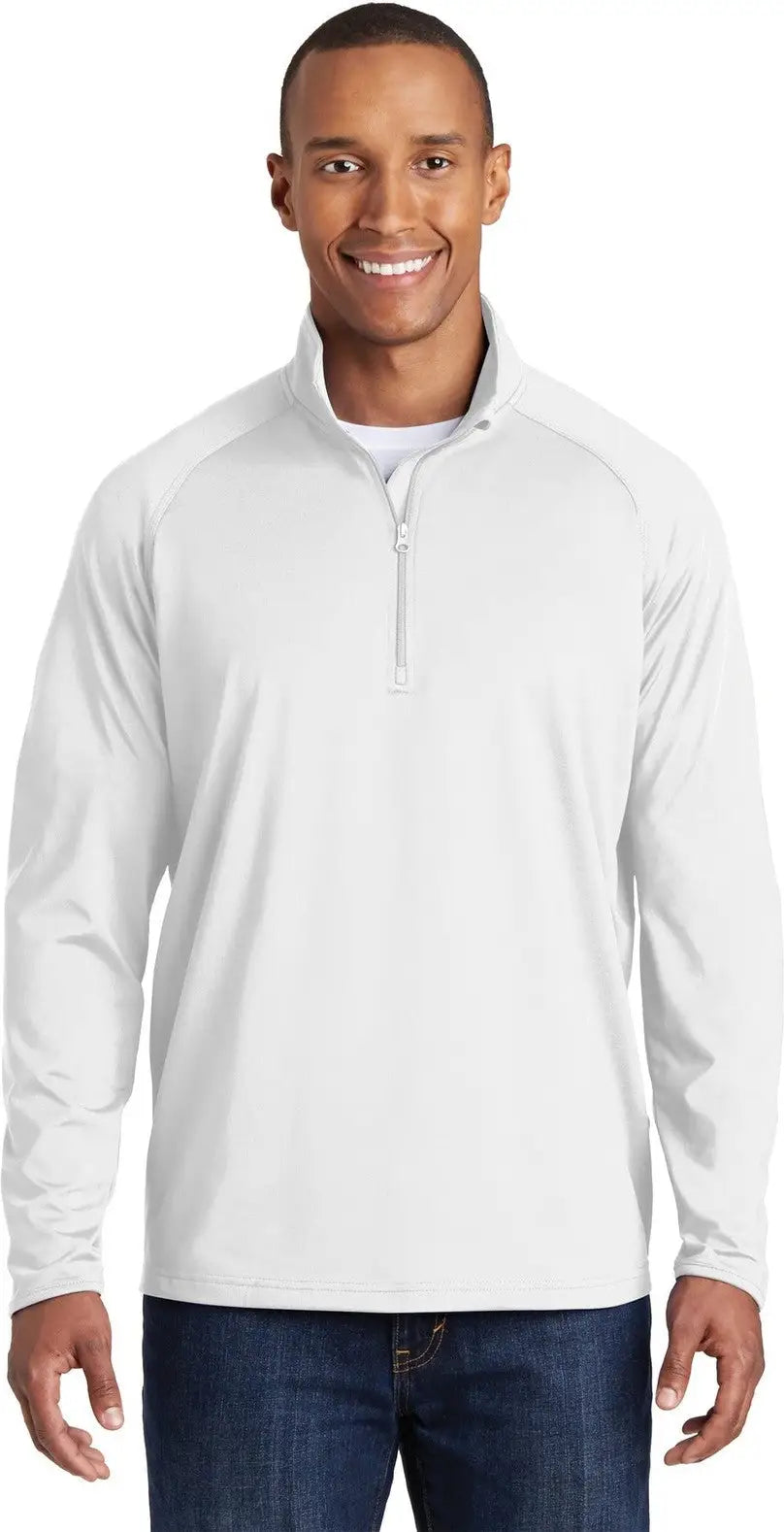 Sport-tek St850 Sport-wick Stretch 1/4-zip Pullover - White - Adult Xs