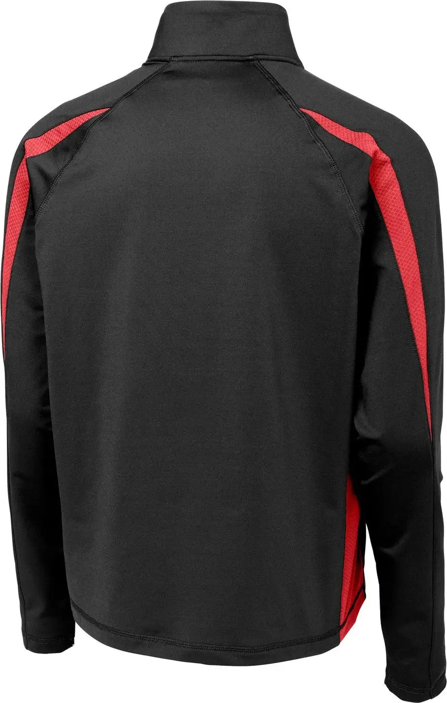 Sport-tek St851 Sport-wick Stretch 1/4-zip Colorblock Pullover - Black True Red