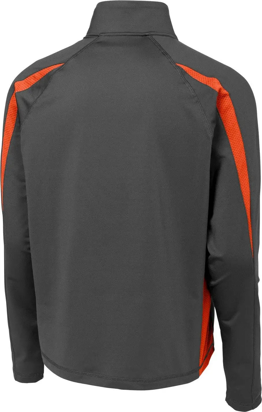 Sport-tek St851 Sport-wick Stretch 1/4-zip Colorblock Pullover - Charcoal Gray Deep Orange