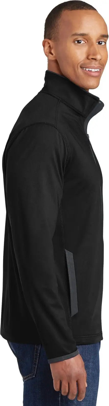 Sport-tek St853 Sport-wick Stretch Contrast Full-zip Jacket - Black Charcoal Gray