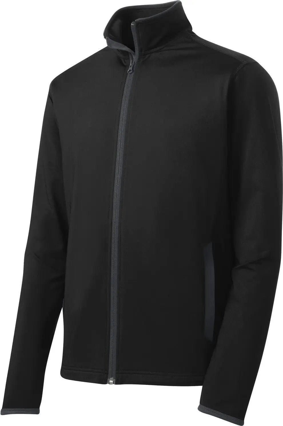 Sport-tek St853 Sport-wick Stretch Contrast Full-zip Jacket - Black Charcoal Gray