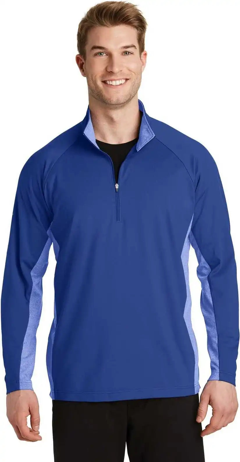 Sport-tek St854 Sport-wick Stretch Contrast 1/2-zip Pullover - True Royal Heather