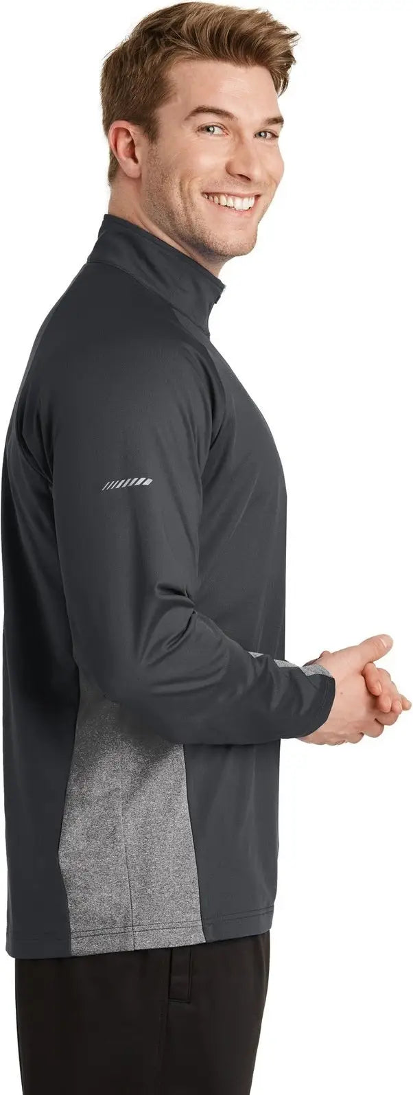 Sport-tek St854 Sport-wick Stretch Contrast 1/4-zip Pullover - Charcoal Gray Heather