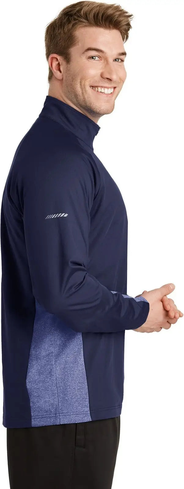 Sport-tek St854 Sport-wick Stretch Contrast 1/4-zip Pullover - True Navy Heather