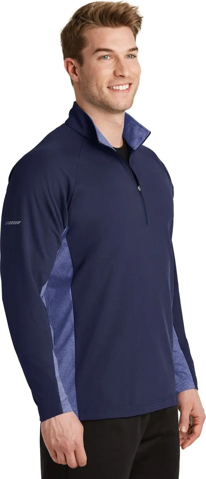 Sport-tek St854 Sport-wick Stretch Contrast 1/4-zip Pullover - True Navy Heather