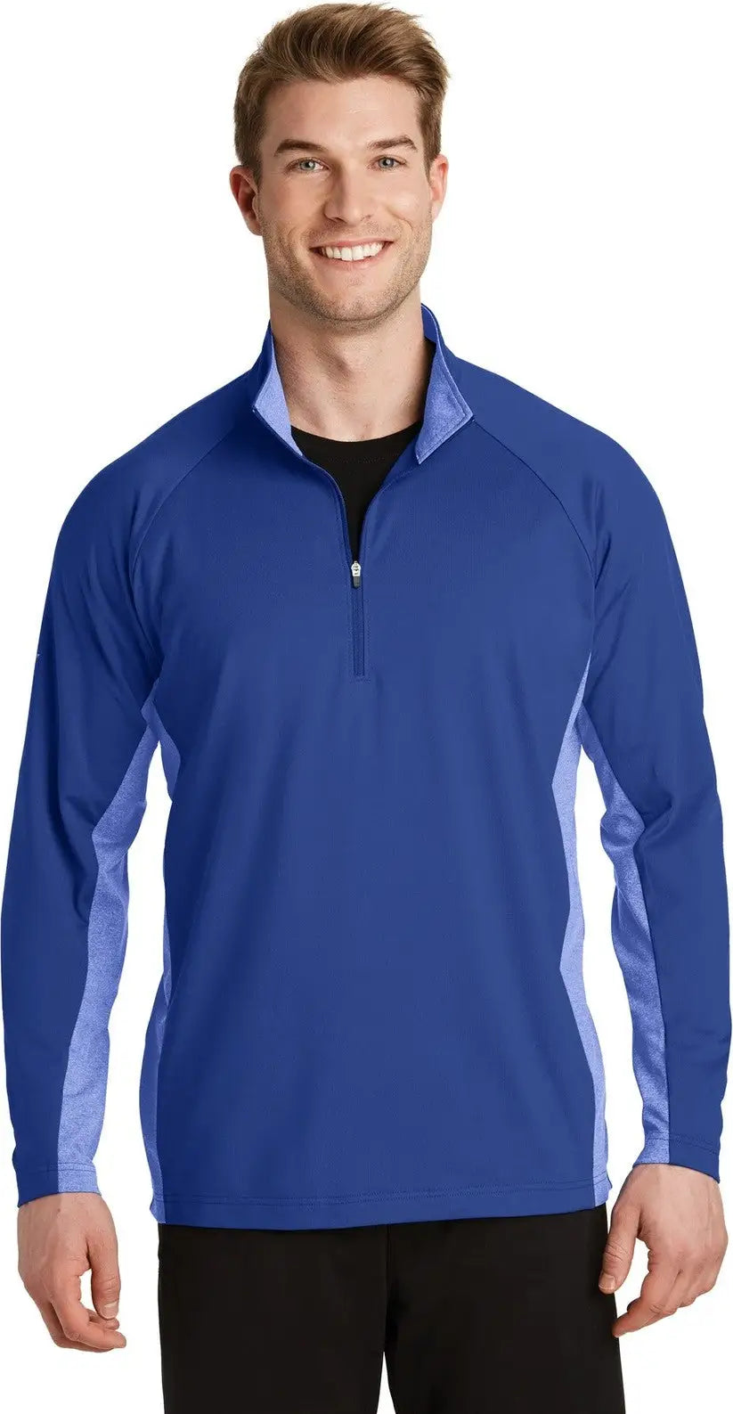 Sport-tek St854 Sport-wick Stretch Contrast 1/4-zip Pullover - True Royal Heather - Royal/ / Adult Xs