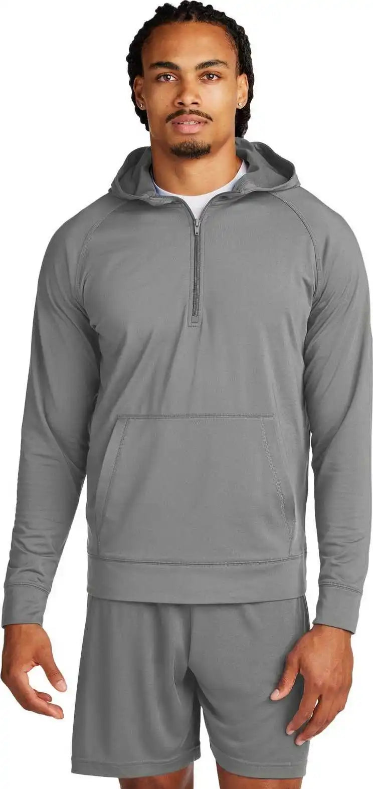 Sport Tek St856 Wick Stretch 1/2 Zip Hoodie Charcoal Grey