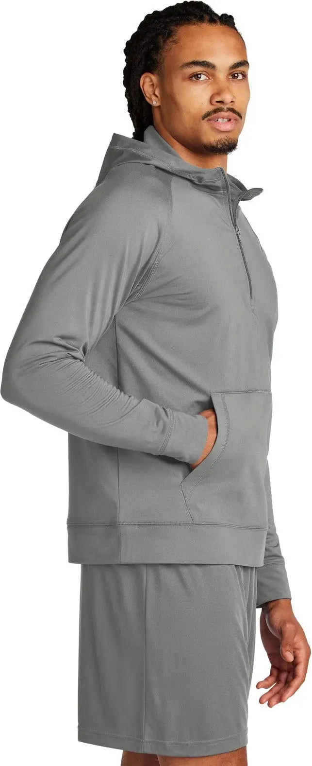Sport-tek St856 Sport-wick Stretch 1/2-zip Hoodie - Charcoal Gray
