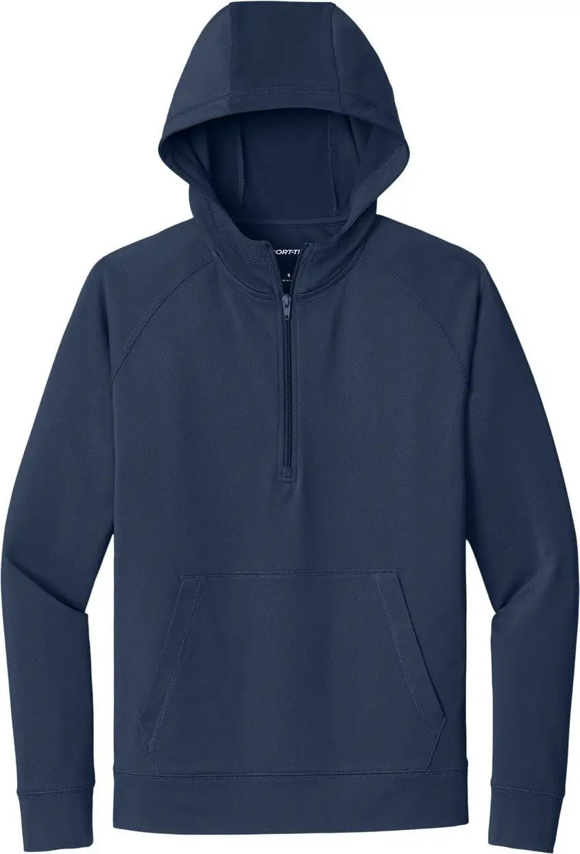 Sport-tek St856 Sport-wick Stretch 1/2-zip Hoodie - True Navy - Adult Xs
